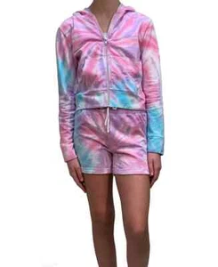 IMPERIAL STAR Girls Zip Front Cropped Tie-Dye Hoodie Multicolor Size XL - Picture 1 of 1
