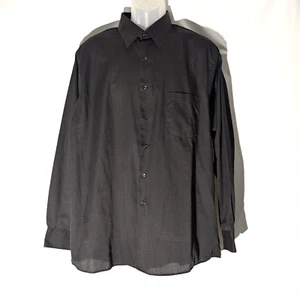 Van Heusen Dress Shirt Men's 17.5, 34/35 Black Sateen Subtle Striped, Gothic XL - Picture 1 of 11