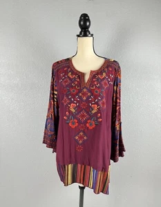 John Mark Plus Size 3X Floral Embroidered 3/4 Bell Sleeve Tunic NWT $139 - Picture 1 of 10
