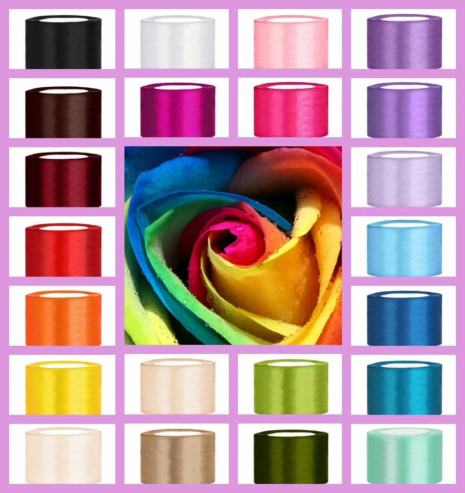 Satinband 25m x 50mm,38mm,25mm Dekoband Geschenkband Band Satin Schleifenband