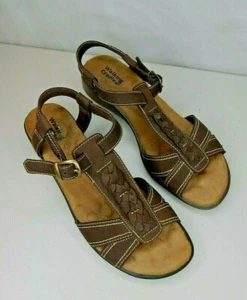 Woman's 9 W Brown WALKING CRADLE SANDALS Very Nice Condition - Picture 1 of 7