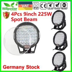 4X 9inch Black 225W Round Led Work Light for Car SUV Off road Truck 4WD UTE Spot - Bild 1 von 12