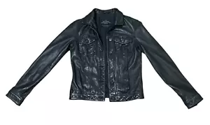 Chaqueta de Cuero ALLSAINTS Belmont Mujer Talla 4 Pequeña Botón Negro - Imagen 1 de 20