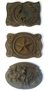 Home Interiors Western Rodeo Buckle Wall Plaques Horse Star Bronco Set of 3 - Picture 1 of 5