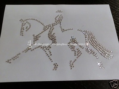 Hotfix Bügelbild Strass Pferd starker Trab gespie. klein li. 110905 Karostonebox - Bild 1 von 2