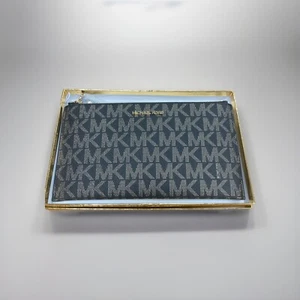 Michael Kors jet set large zip clutch wristlet- Black/gold - Picture 1 of 1