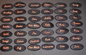 Orange on Black Embroidered Vintage Name Tag Patch Mechanic Work Shirt Uniform - Picture 1 of 65