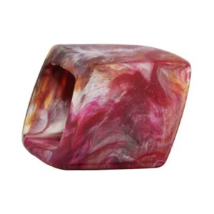 Tuchring 45x36x18mm esagonale rosso-argento-marmorizzato plastica lucida - Foto 1 di 2