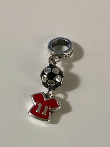 Authentic S925 Soccer Ball Jersey Uniform Charm, European Bead Sterling Silver