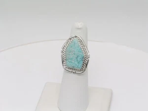 Native American Handmade Sterling Silver & Kingman Turquoise Ring Size 5-1/2 - Picture 1 of 8