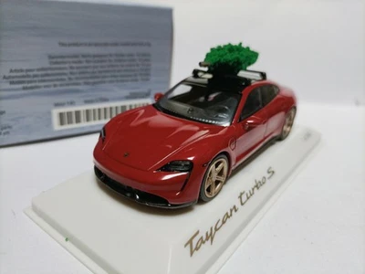Minichamps 1:43 Porsche Taycan Turbo S Red Christmas Edition Sports Car Model  - Image 1 of 4