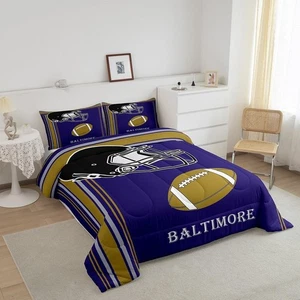 Baltimore Ravens Queen Comforter Bedding Set 5 Piece Football set - Picture 1 of 3
