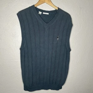 Cutter & Buck Golf Vest Mens Size Large Blue 100% Cotton Embroidered Vintage - Picture 1 of 6