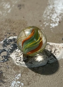 Antique German Handmade Solid Core Swirl Marble – Rare Mint Green Core, 12mm - Picture 1 of 4