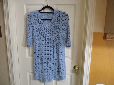 Top túnica vintage azul pizarra crochet encaje con cuentas o mini vestido hecho en casa? Pequeño Foto 1 de 4