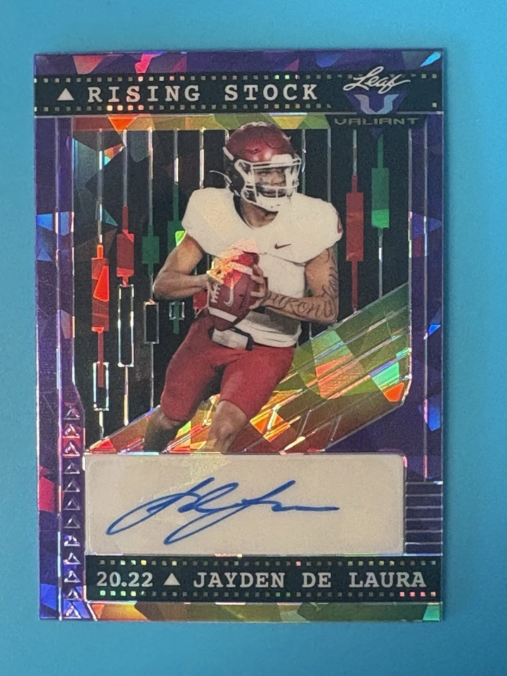 2022 Leaf Valiant Jayden De Laura RC Rising Stock Purple Crystals SP  7/10 🔥🔥 - Image 1 of 2