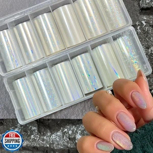 SILPECWEE 2 Boxen Aurora Nagelfolie Klar Laser Glas Fragment Nagel Transfer F - Bild 1 von 5