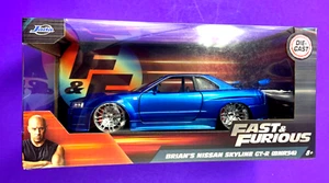 Fast & Furious Brian’s Nissan Skyline GT-R blu 1:24 Jada pressofuso bnr34 js - Foto 1 di 3