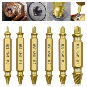 6pcs Easy Out Drill Bits Broken Bolt Remover Screw Extractor Stud Reverse Damage - Picture 1 of 7