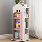 3 Tier Kids Bookshelf Castle Display Bookcase Toys Book Storage 360° Rotary Pink