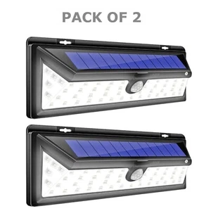 2x Solar Powered Wall Lights – Motion Sensor Outdoor Security Garden LEDs - Picture 1 of 5