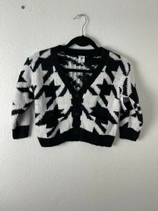Nordstrom STEM Sz 4 Girls Cardigan Black White V Neck Long Sleeve NWT - Picture 1 of 7