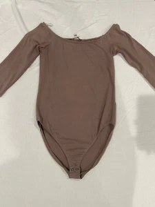 Body Express piccolo cotone spandex grigio scuro manica a 3/4 collo da barca - Foto 1 di 7