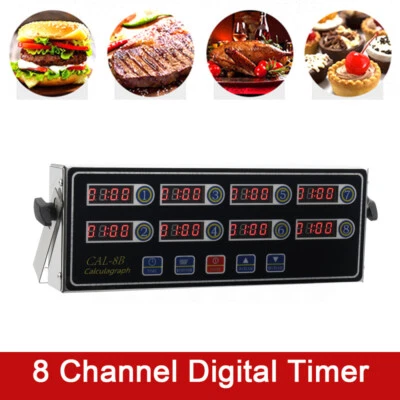 Digital Commercial Countdown CAL-8B 8 Channel Timer Kitchen Calculagraph Loud US - Image 1 of 4