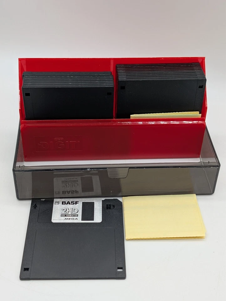 Diskettenbox Digit + 20xHD 3,5" Disketten BASF schwarz NOS + 20xDiskettenlabel - Bild 1 von 4