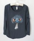 District Perfect Tri gray emu ostrich scoop neck long sleeve tee *Sz S*
