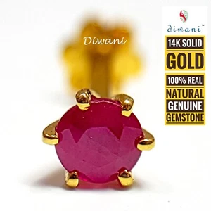 4.0mm Natural Ruby Wedding Nose Lip Labret Tragus Earring Stud Piercing Screw - Picture 1 of 11
