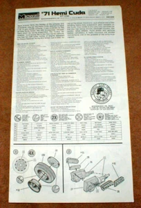 Monogram '71 Hemi Cuda INSTRUCTION SHEET ONLY 1/24 Scale Vintage 1982 - Picture 1 of 5