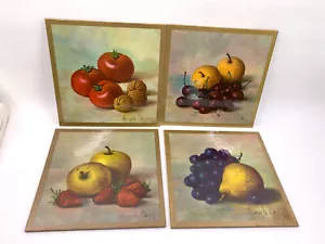 4 nature morte sottobicchieri frutta 1959 Donald Art Co mele uva artista Henk Bos - Foto 1 di 7
