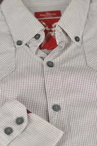 Marc Echo Men's Red & White Check Western Style Cotton Casual Shirt S Small - Picture 1 of 4