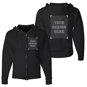 Custom Print Zip Up Hoodie Sweatshirt Full Color Image & Text Design - Picture 1 of 6