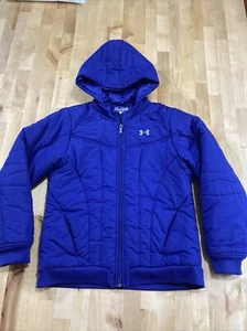 Under Armour Big Girl Youth Kids Puffer Jacket Coat Purple Large Loose Preowned - Picture 1 of 12