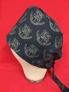 Men/Women Surgical Scrub Cap Lined HP Metallic Black and Gold - Picture 1 of 3