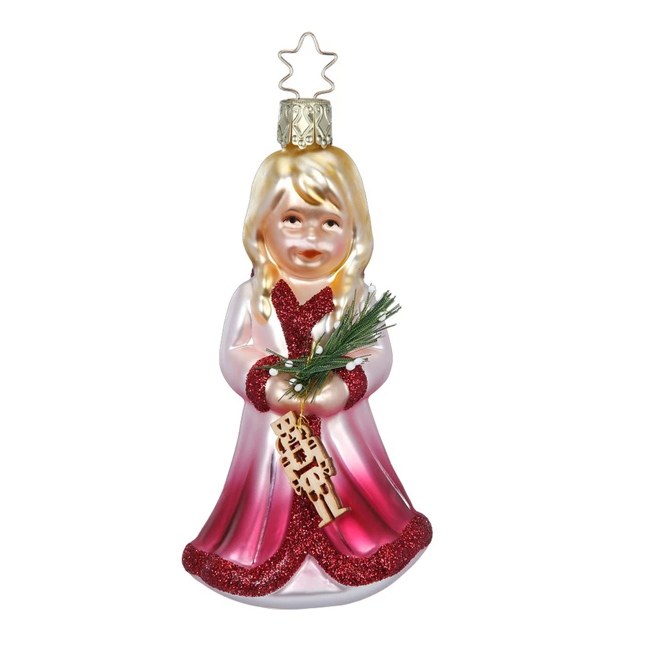 Christbaumschmuck Mädel Klara 11,5cm - Glas Figur Mundgeblasen & Handbemalt Rosa - Bild 1 von 1