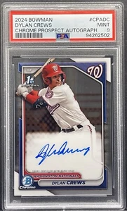 2024 Bowman 1st Dylan Crews Chrome Prospect AUTO #CPADC PSA Mint 9 - Picture 1 of 2