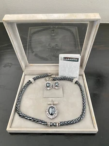 Hematite Earring & Necklace Set + detachable pendant base metal plated. - Picture 1 of 3