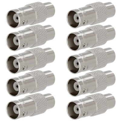 10 Pcs BNC Female to RCA Female Coax Coaxial Cable Adapter Connector CCTV Camera - Image 1 of 3