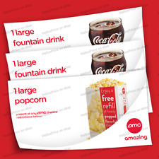 AMC Theaters 1 Large Popcorn and 2 Large Drink Vouchers ⚡Instant E-Delivery⚡