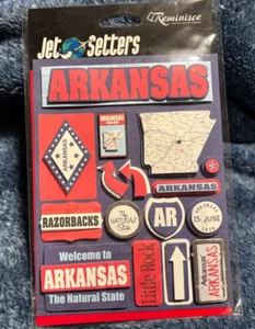 ADESIVI DA VIAGGIO REMINISCE JET SETTERS BENVENUTI IN ARKANSAS RAZORBACKS INSEGNE - Foto 1 di 1
