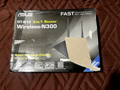ASUS RT-N12 300 Mbps 4-Port 10/100 N 3-in-1 Router/AP/Range Extender Wireless - Image 1 of 3