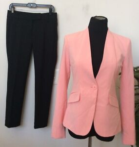 NWT New York & Co/Loft Ann Taylor Mismatched Pink Black Pant Suit Sz 2/2P, $180