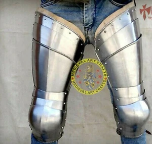 Conjunto de armadura de acero de combate de piernas medievales placa patas armadura SCA LARP recreación REGALO - Imagen 1 de 4