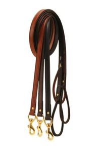 Correa lisa de cuero Tory con mango enrollado - 3/4" x 6' - negra, habana, corteza de roble - Imagen 1 de 4