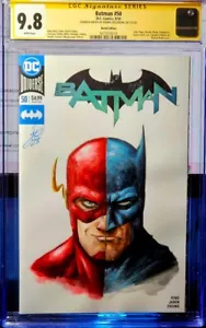 BATMAN #50 Flash VARIANTE BIANCA firmato e schizzo da Johnny Desjardins CGC 9.8 - Foto 1 di 2