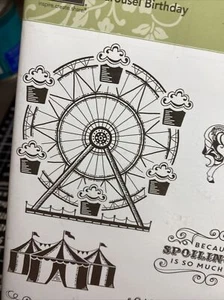 Stampin' Up Carrusel Cumpleaños Adhesivo Set de Sellos Circo Tienda Caballo Juego de 6 Piezas - Imagen 1 de 20
