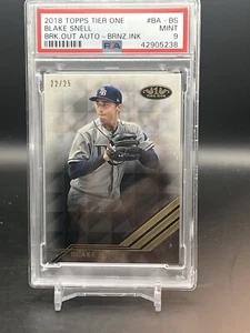 BLAKE SNELL  -  2018 TOPPS TIER ONE BREAK OUT AUTO BRONZE /25  PSA 9 - Picture 1 of 2